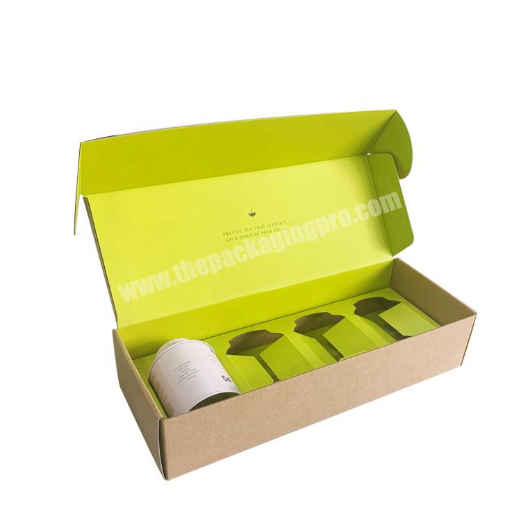 Factory Corrugated Cardboard Decorative Green Gloss Plain Packaging Shipping Box with paper inside