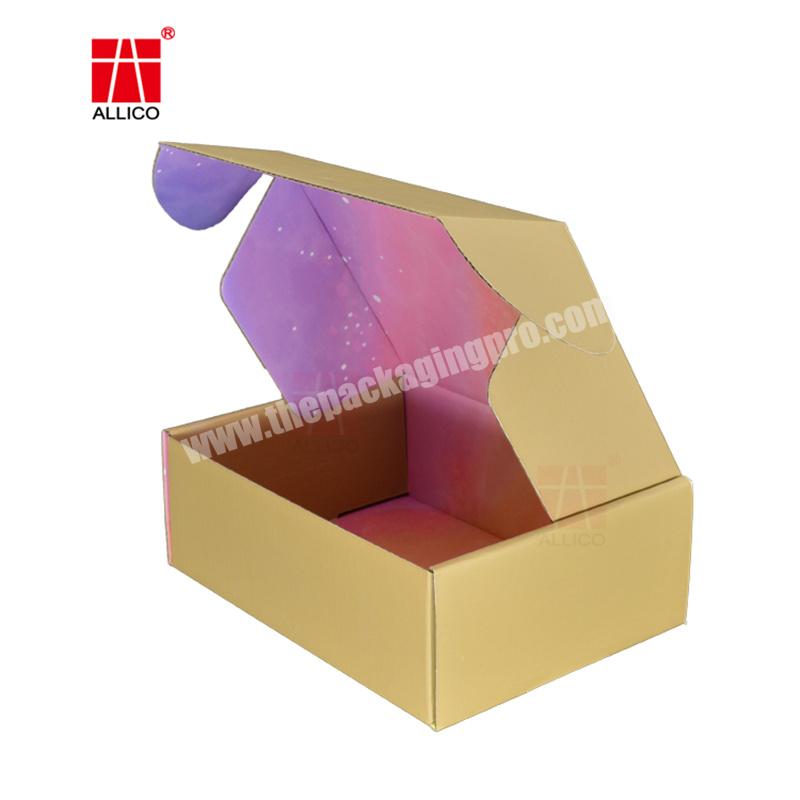 Factory Custom Logo Printing Flat Cosmetic Corrugated Paper Packaging Mail Boxes Shipping Boxes Cartons