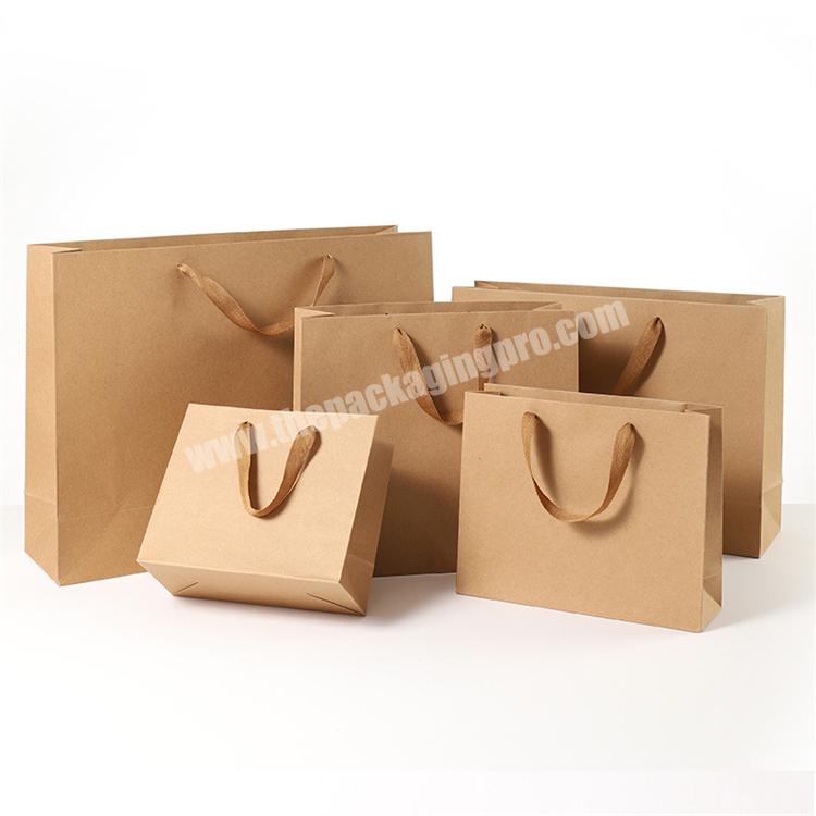 Factory Price Grosgrain Handle Thick Kraft Paper Bags Gift Shoes Clothing Packaging Paper Bags with Logo Printed