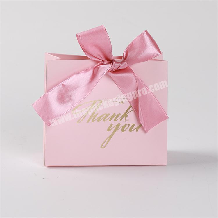 Factory Price Pink Ribbon Custom Logo Foil Printed Shopping Packaging Wedding Gift Paper Bag