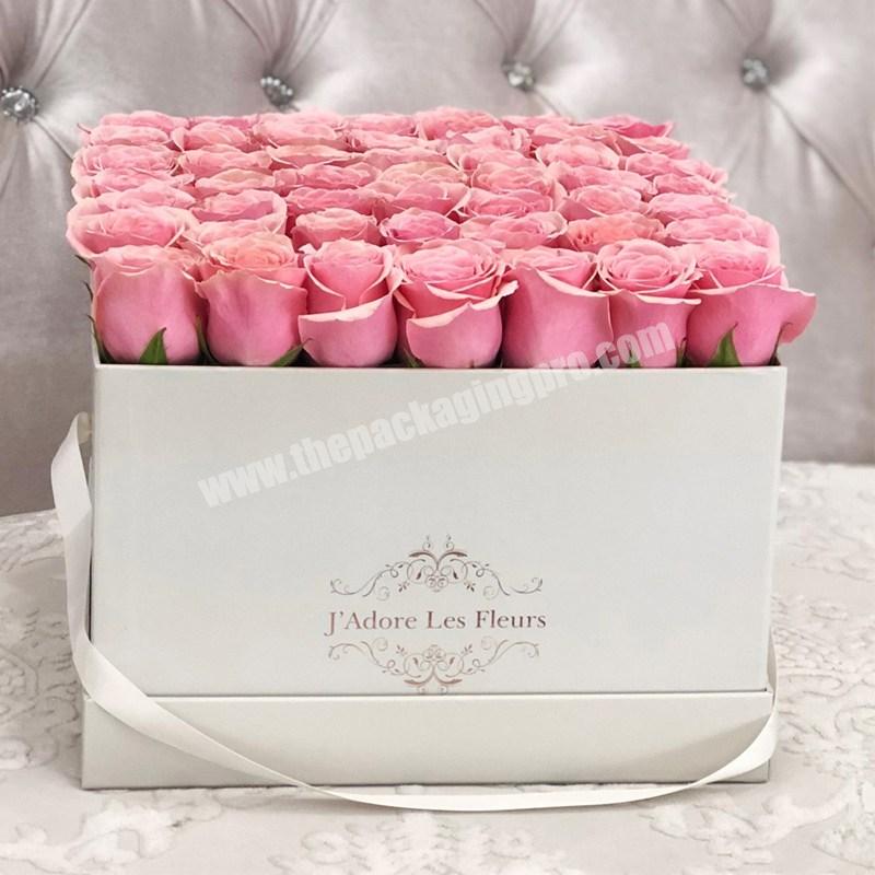 Factory luxury custom logo clear flower box luxury empty rose transparent flower gift packaging box cardboard flower gift box
