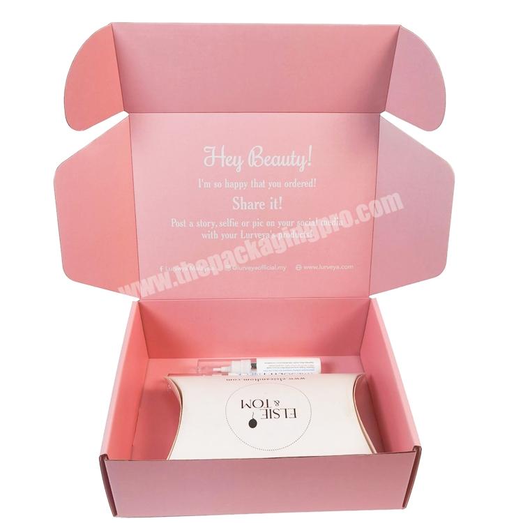 Fancy Pink Both Sides Printed Skin Care Cosmetic Mailer Box Corrugated Cardboard Packaging Shipping Boxes