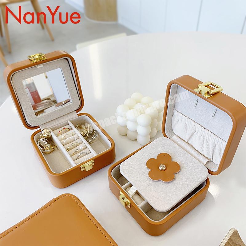 Fashion High-end Jewelry Case With Mirror Portable Travel Jewellery Organizer Storage Box Gift Wholesales