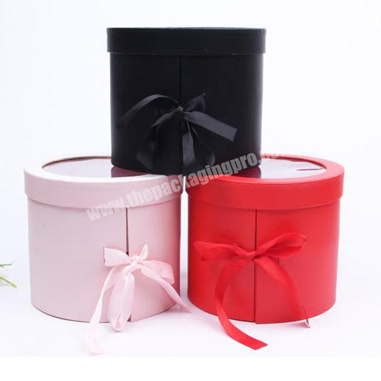 Flower Bouquet Ribbon Gift Packaging Box set Wholesale Round Cylinder Paper Box For Flower Wholesale
