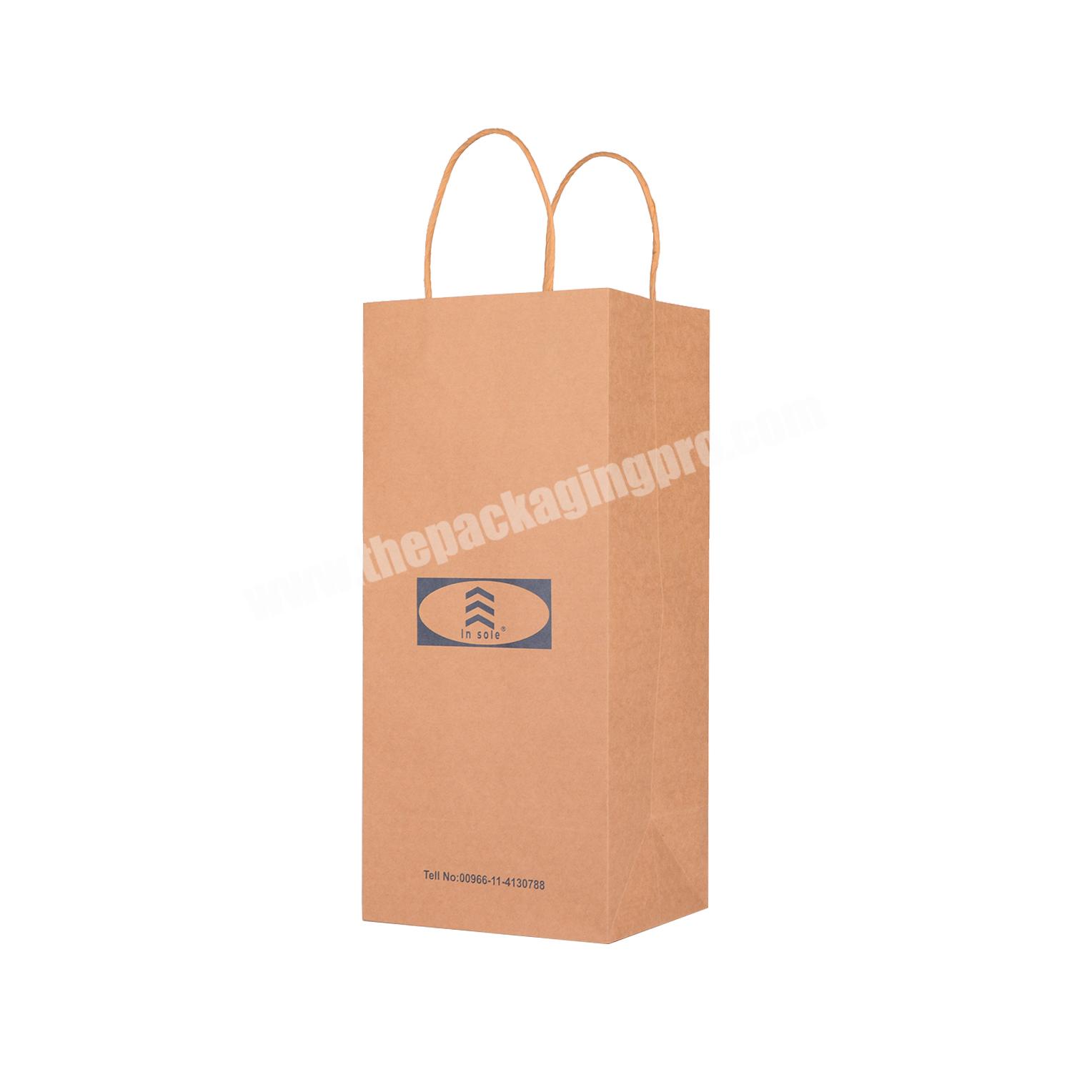 Food Biodegradable Custom Your Own Logo Print Take Away Carry Out Takeaway Kraft Paper Bag With Handle