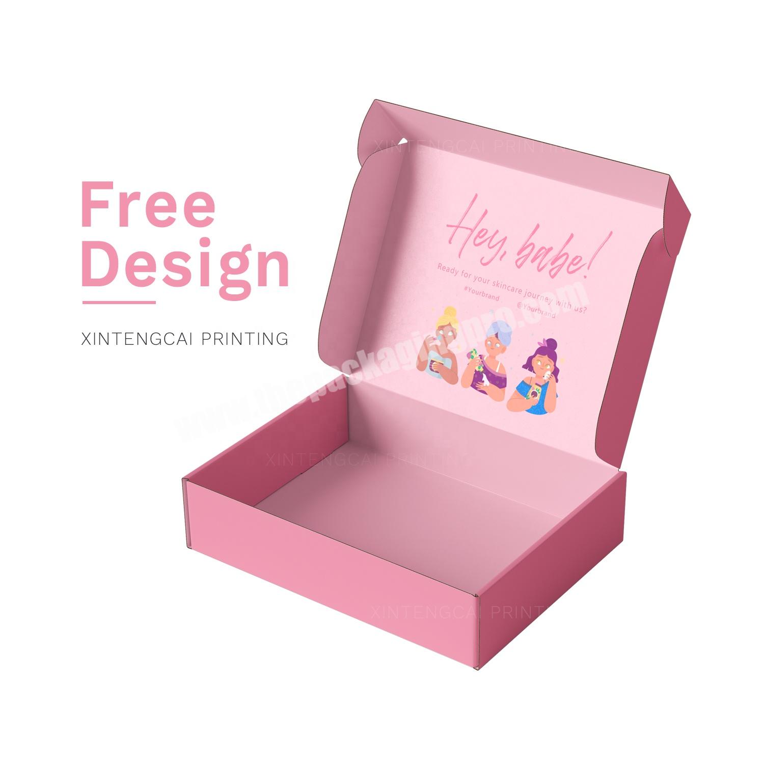 Free Design Baby Pink Custom Corrugated Paper Box for Women Skincare  Cosmetic  Small Beauty Subscription Product Packaging