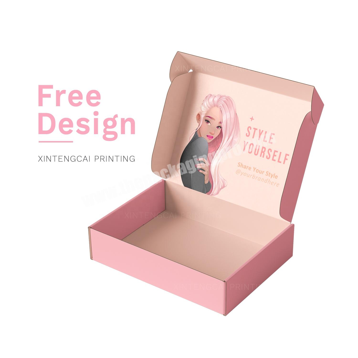 Free Design Cute Pink Anime Girl Custom Eco Corrugated Paper Mailing Box Packaging for Beauty  Skincare  Cosmetic Startup