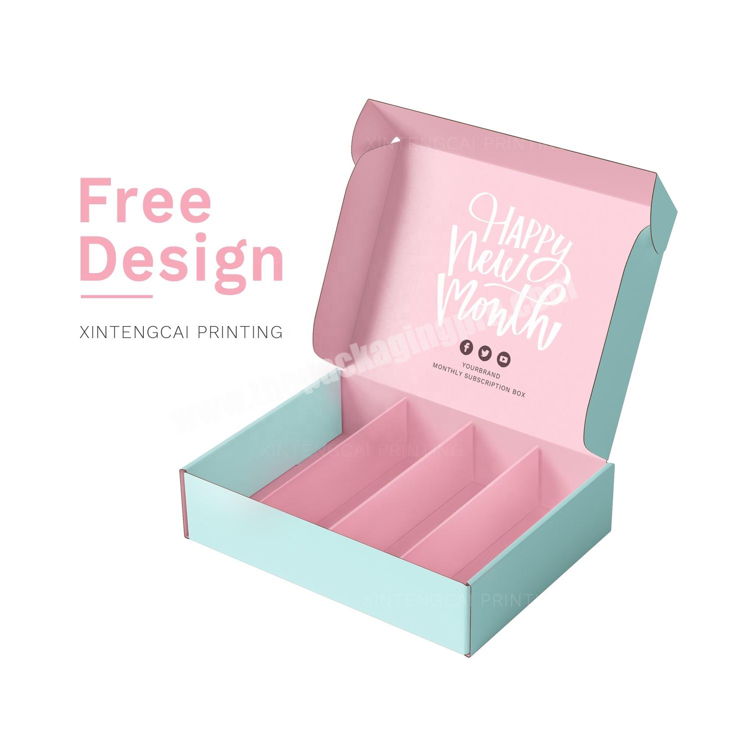 Free Design Large Cardboard Paper Mailer Cosmetic Skincare Box Custom Logo Printed Corrugated Shipping Packaging Box with Insert