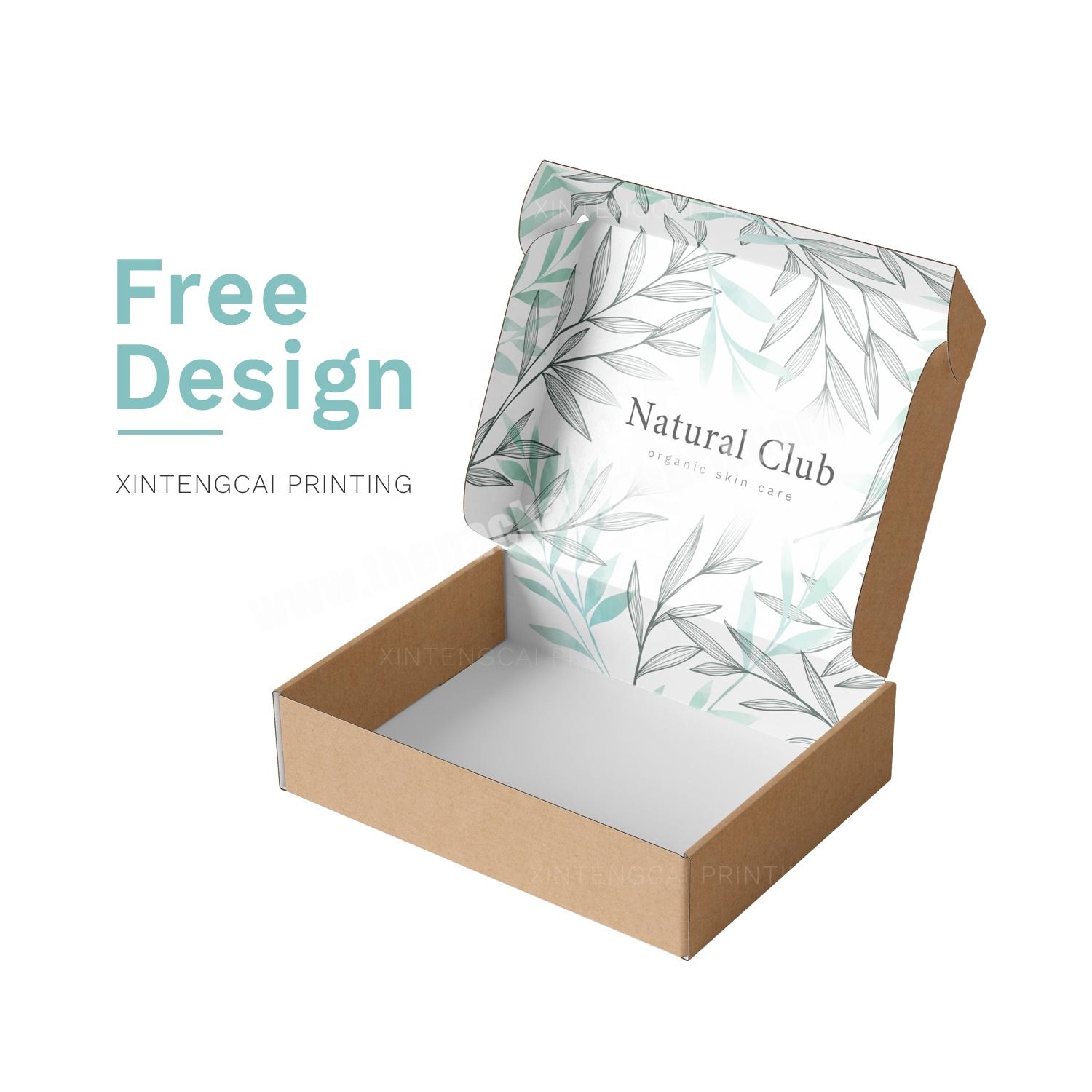 Free Design Package Green Leaves Custom Natural Skincare Products Packaging Box, Corrugated Paper Box for Organic Makeup Brands