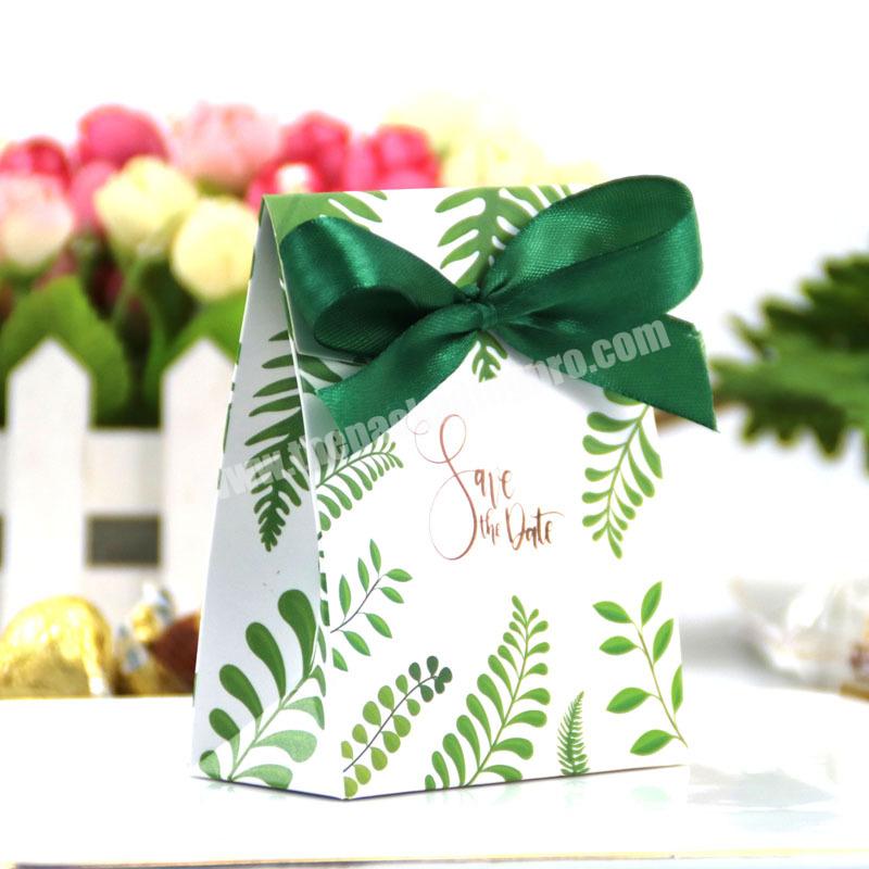 Green Small Paper Gift Box With Ribbon Closure