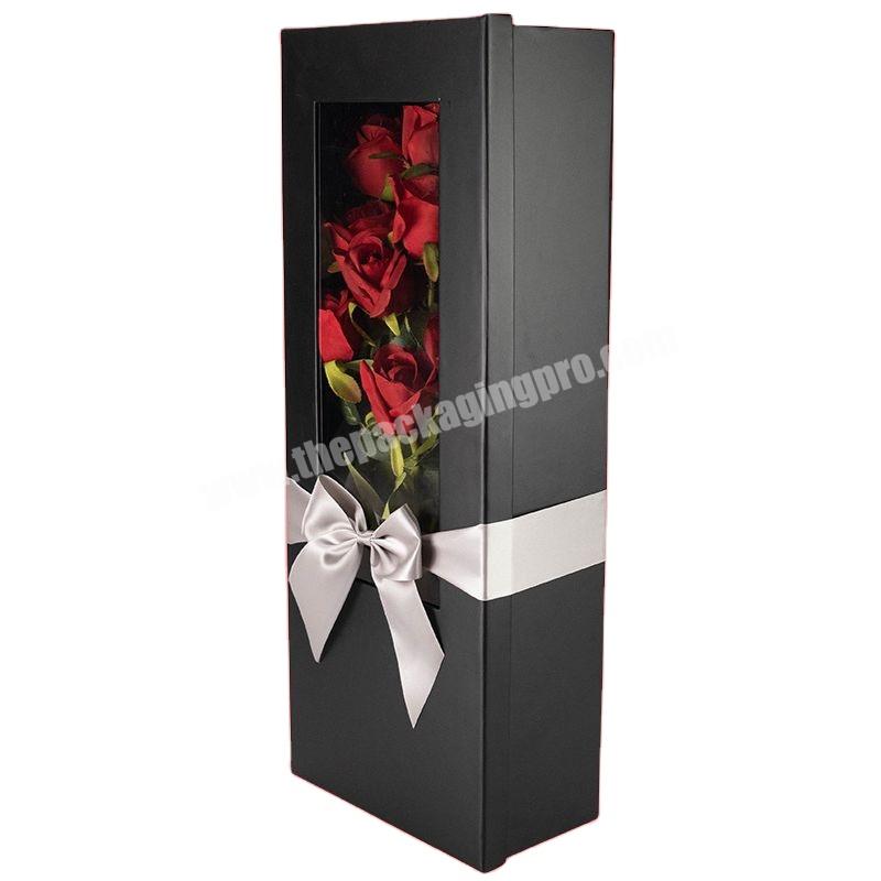 High Quality Luxury Flower Gift Packing Paper Rose Fold Handle Flower Bouquet Box