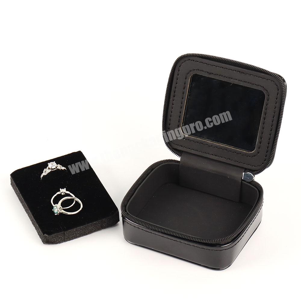 High-end jewelry packaging box portable travel mini jewelry box leather print custom for jewelry packaging boxes