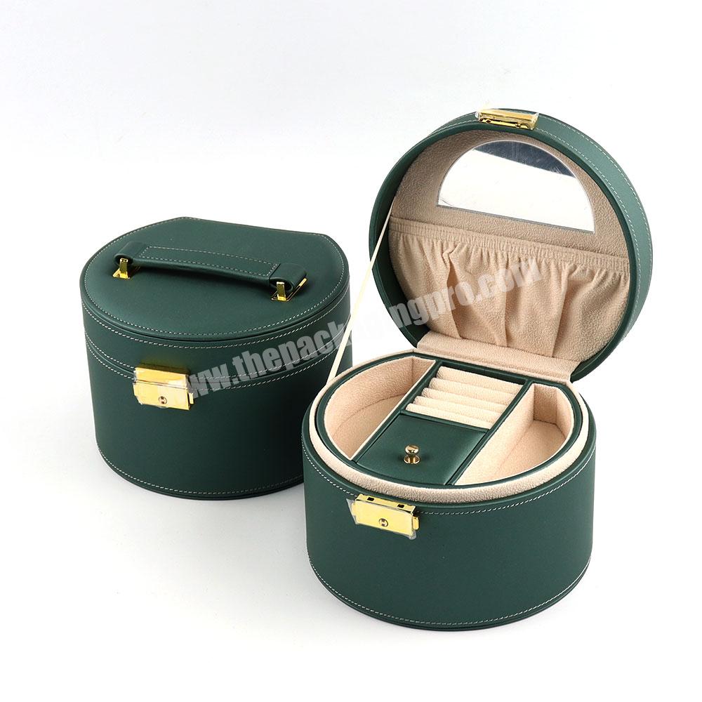 High end luxury necklace display jewelry box customized packing pouches and box for jewelry pu leather jewelry box green