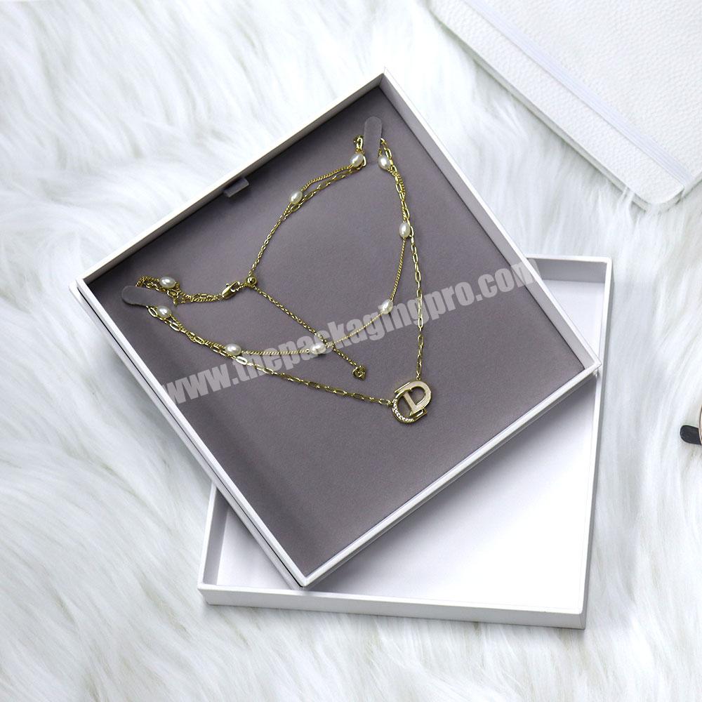 High end luxury necklace jewelry box necklace velvet lining packaging box paper gift luxury packaging jewelry gift box