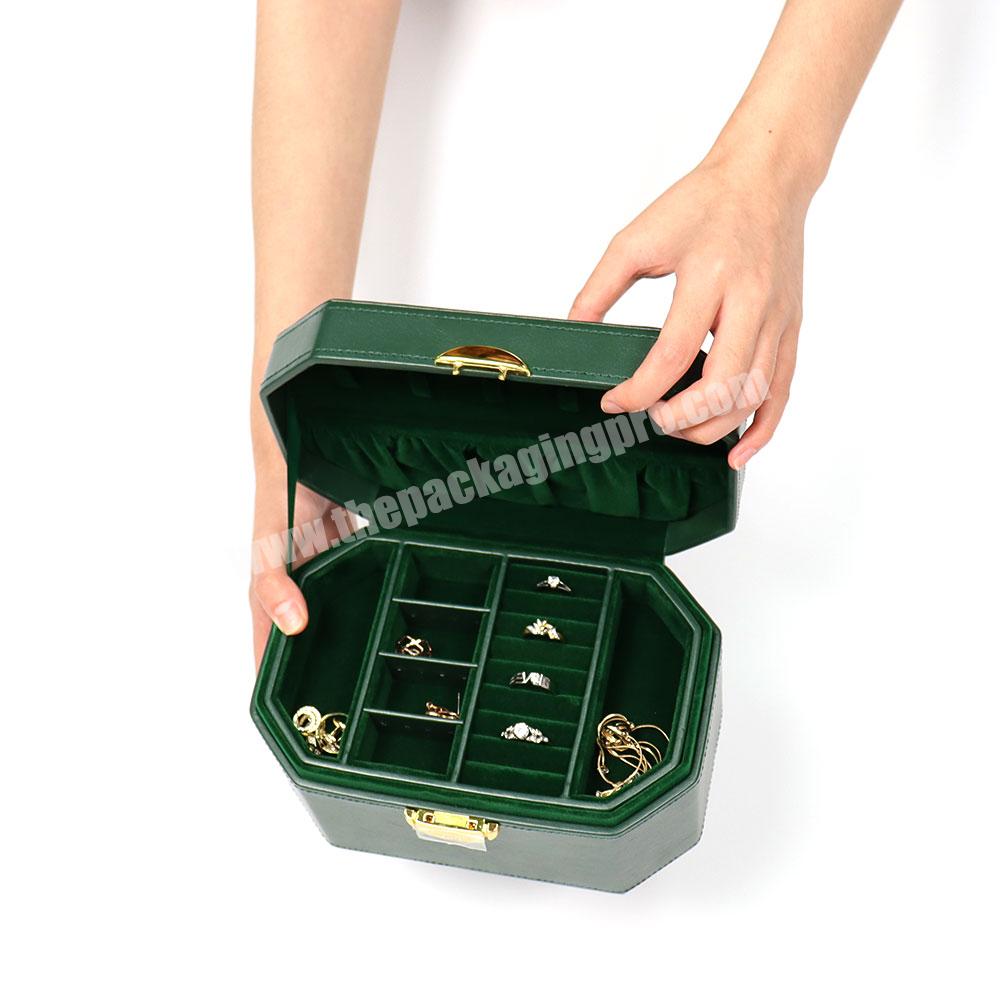 High quality custom jewelry box elegant gift packaging personalized low price storage box double layer jewelry box with handle