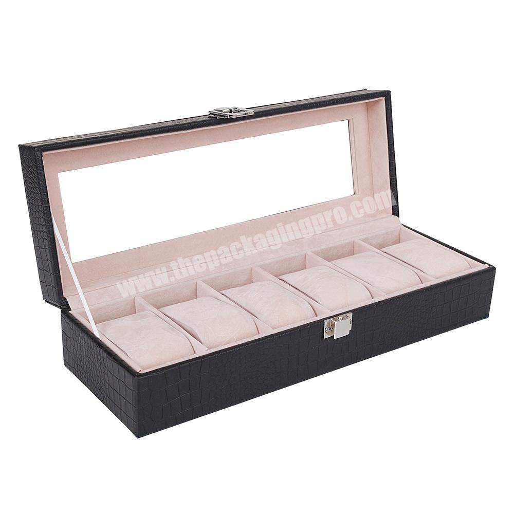 High quality large rectangle luxury gift box set fashion pu leather velvet watch organizer storage case jewelry box packaging