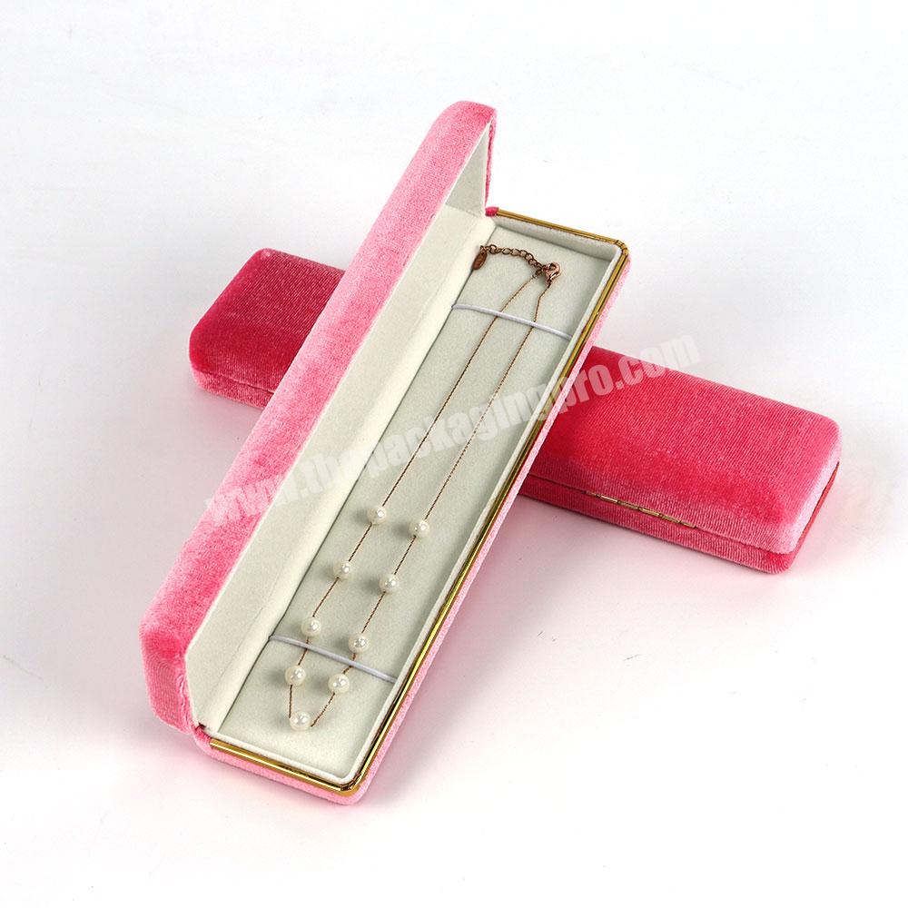 High quality luxury christmas gift box velvet jewelry box necklace pink long  jewelry organizer packaging gift box