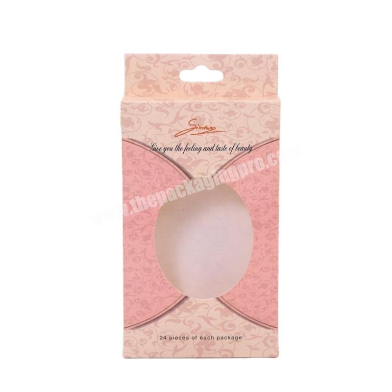 Hot Sale Cheap Pink Custom Logo Nail Sticker Eyelash Makeup Tool Packaging Paper Box With Window