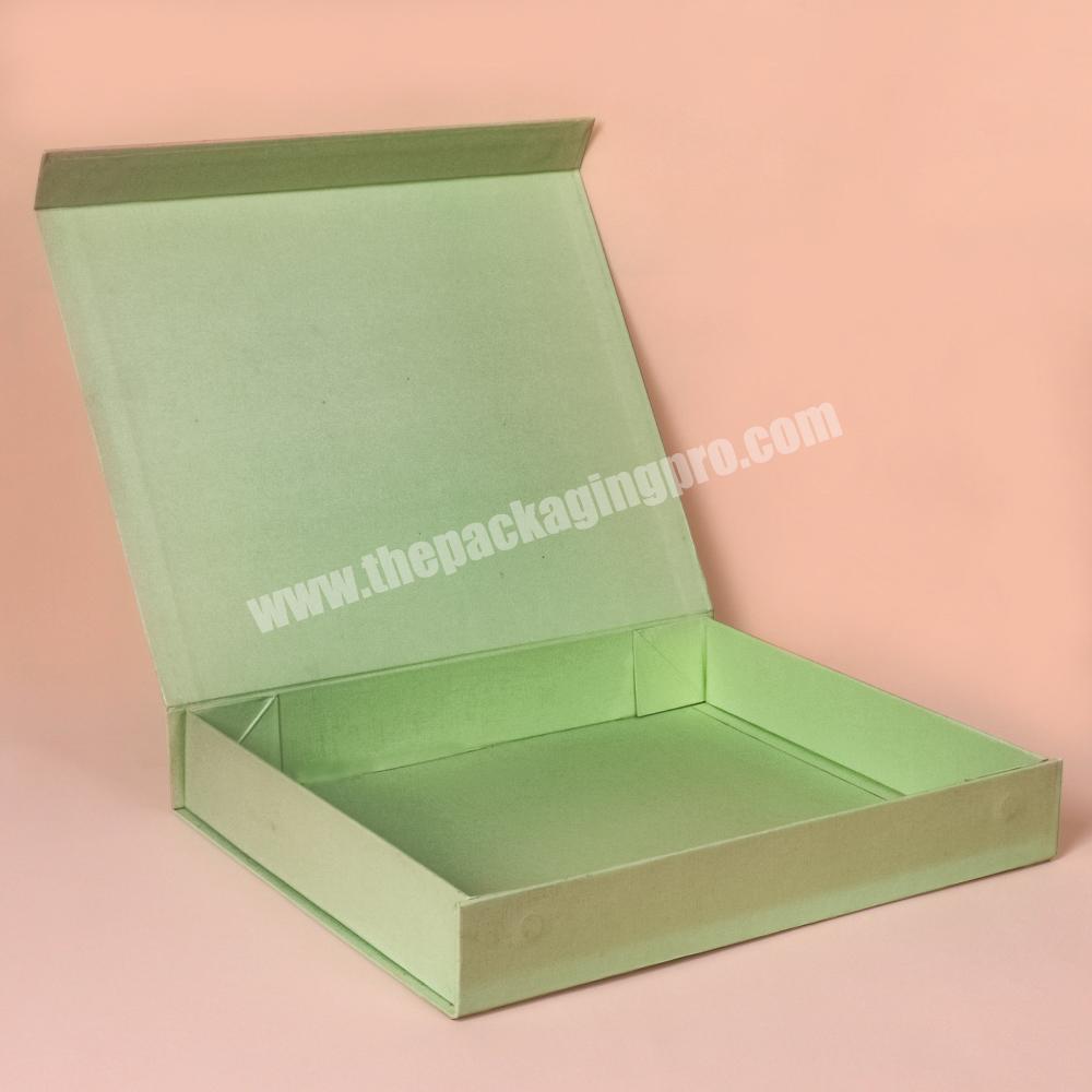 Hot Sale Custom High End Luxury Ribbon Foldable Packaging Magnetic Printable Green Paper Gift Box For Clothing