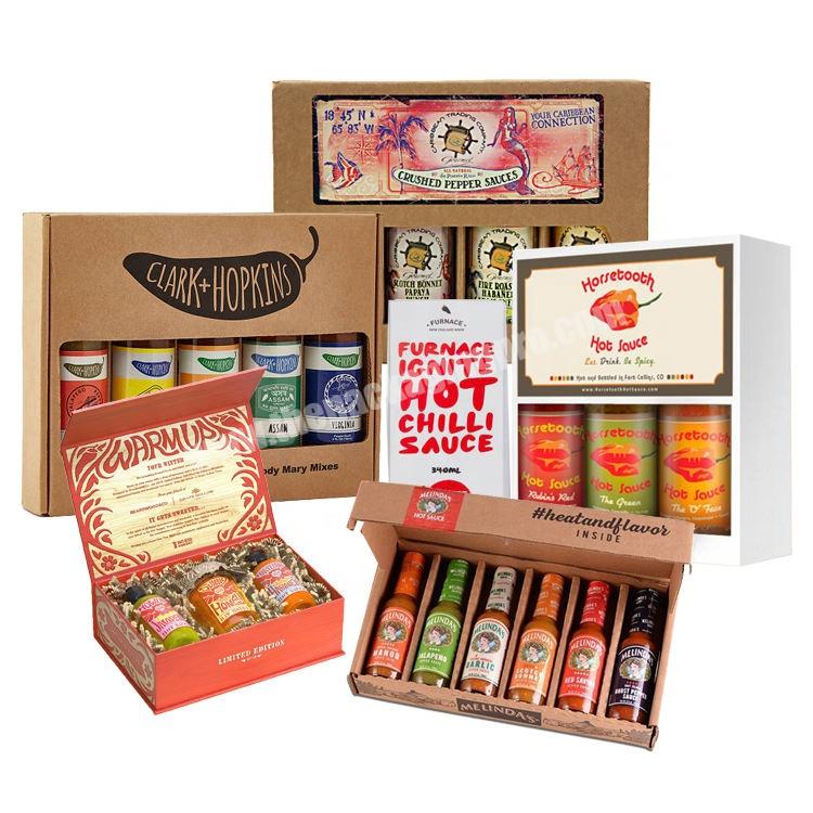 Hot Sauce Packaging Box With Corrugated Paper Insert, Sturdy Shipping Mailing Paper Box For Hot Sauce Bottle Pack