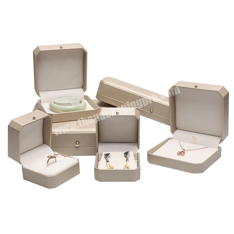 Jewelry box set series high-end logo customized octagonal PU material jewelry ring necklace bracelet jewelry box Gold