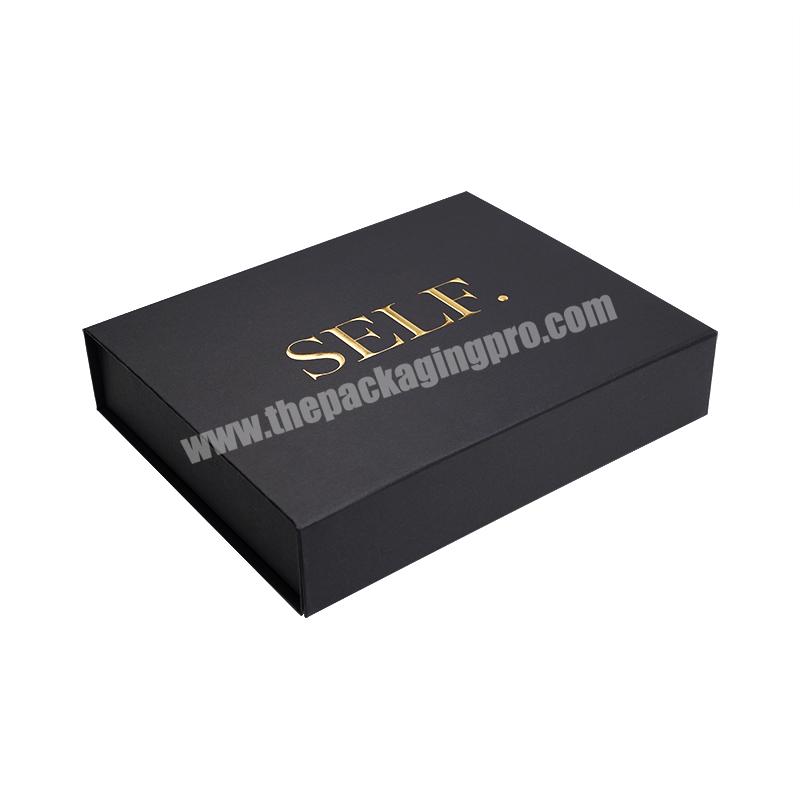 Luxury Black Book Shaped Rigid Cardboard Foldable Gift Box Custom Print Paper foldable packaging Magnetic Gift Box