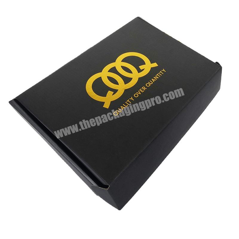 Luxury Black Gold Logo Cardboard Men's Shirt Packaging Shipping Box Corrugated Underwear Folding Mailer Box