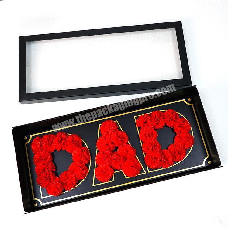 Luxury Black Paper Empty i Love Dad Men's Fathers Day Gifts Rose Flowers Packaging Present Gift Boxes For Dad