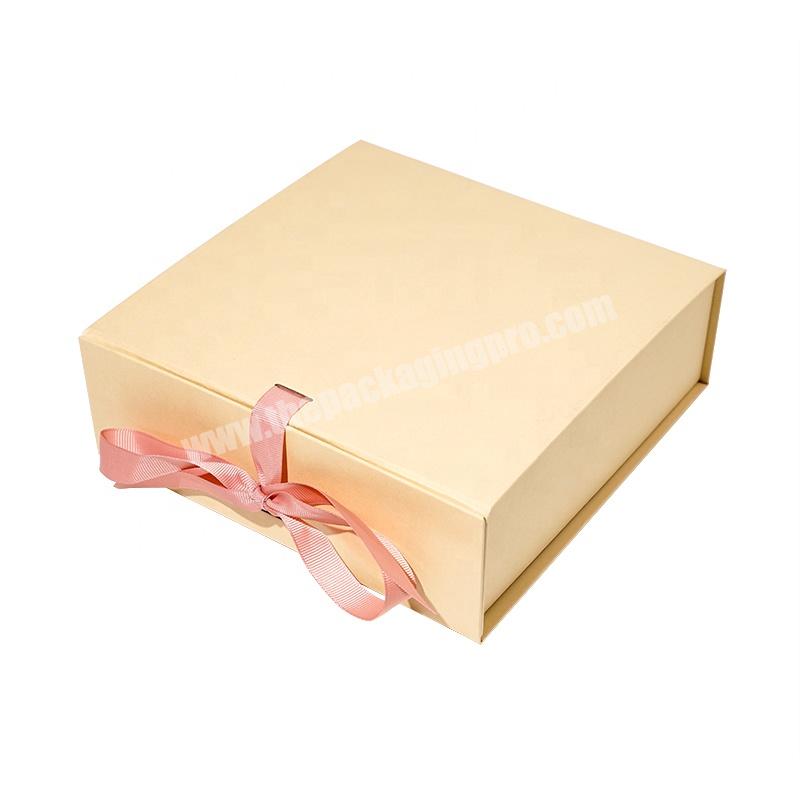 Luxury Boxes Beige Color Paper Cardboard Gift Folding Box with Custom Logo