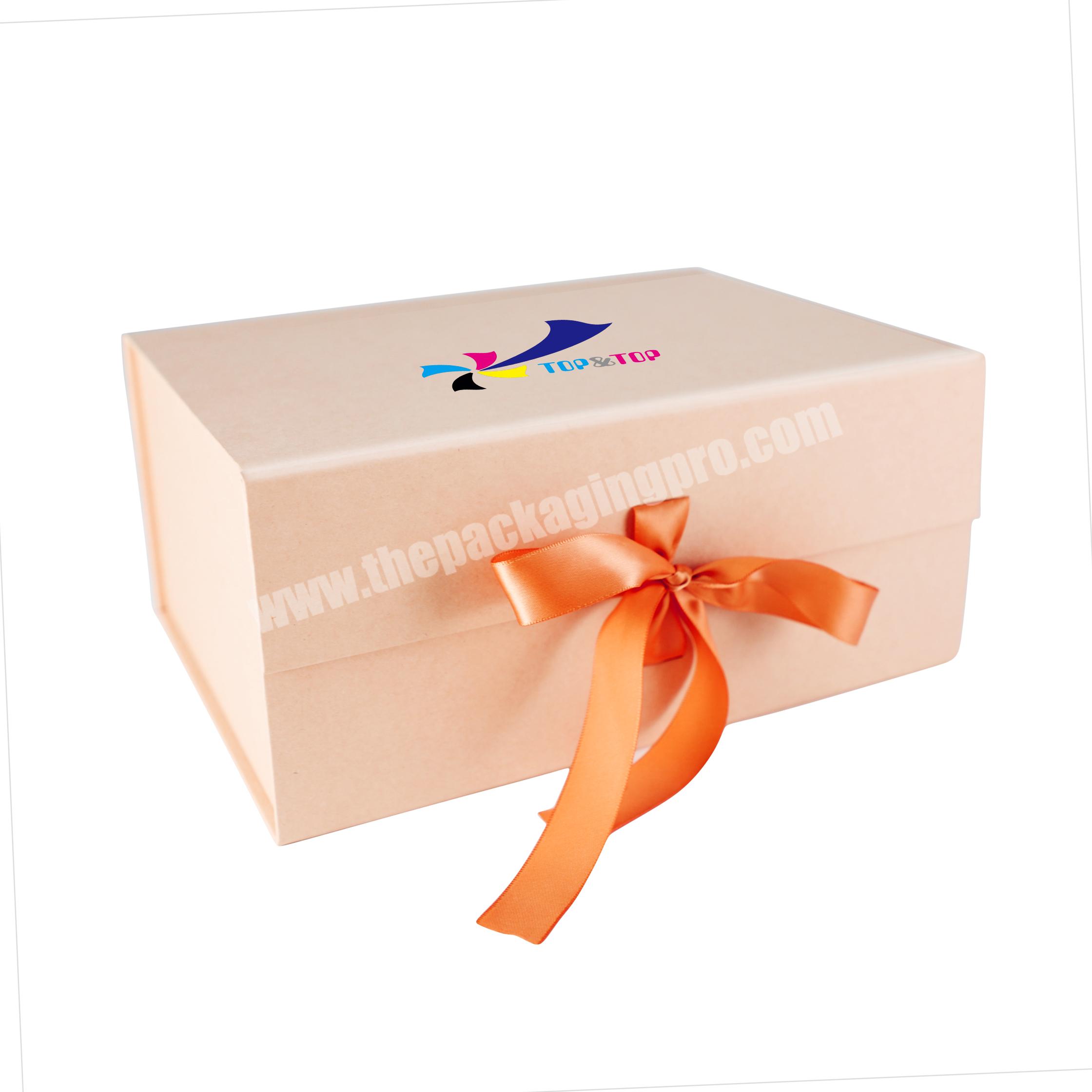 Luxury Bridesmaid Packaging Clothing Surprise Paper White Pink Rigid Bow Gift Box With Lid And Ribbon