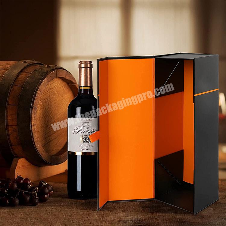 Luxury Custom Bottle Gift Box  for Liquor Foldable Paper Wine Gift Box Wine Packaging Magnetic Box