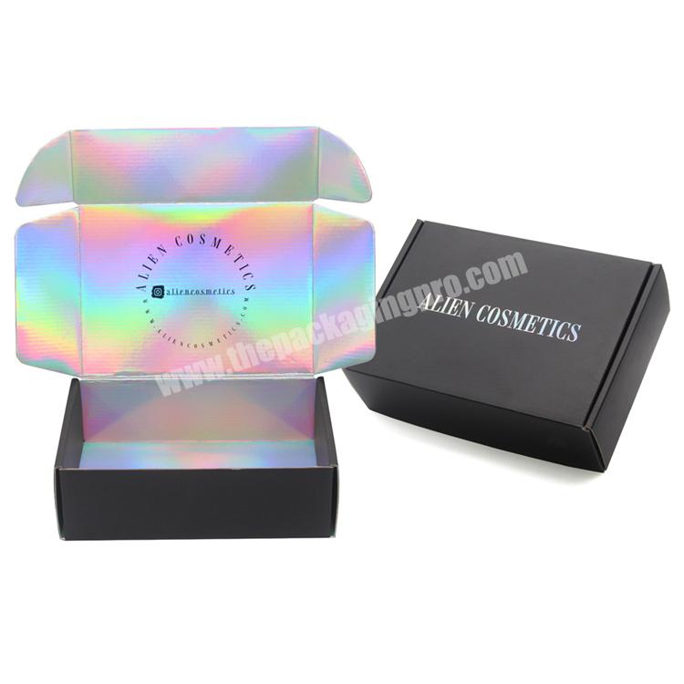 Luxury Custom Brand Cosmetic Packaging Box Cardboard Cartons Clothing Holographic Shipping Box