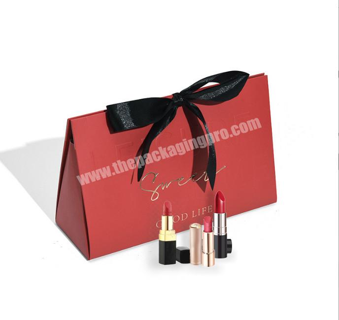 Luxury Hair Bundle Packaging Bags Folding Wig Box Custom Creative Cosmetics Red Lipstick Packaging Boxes With Ribbon Closure