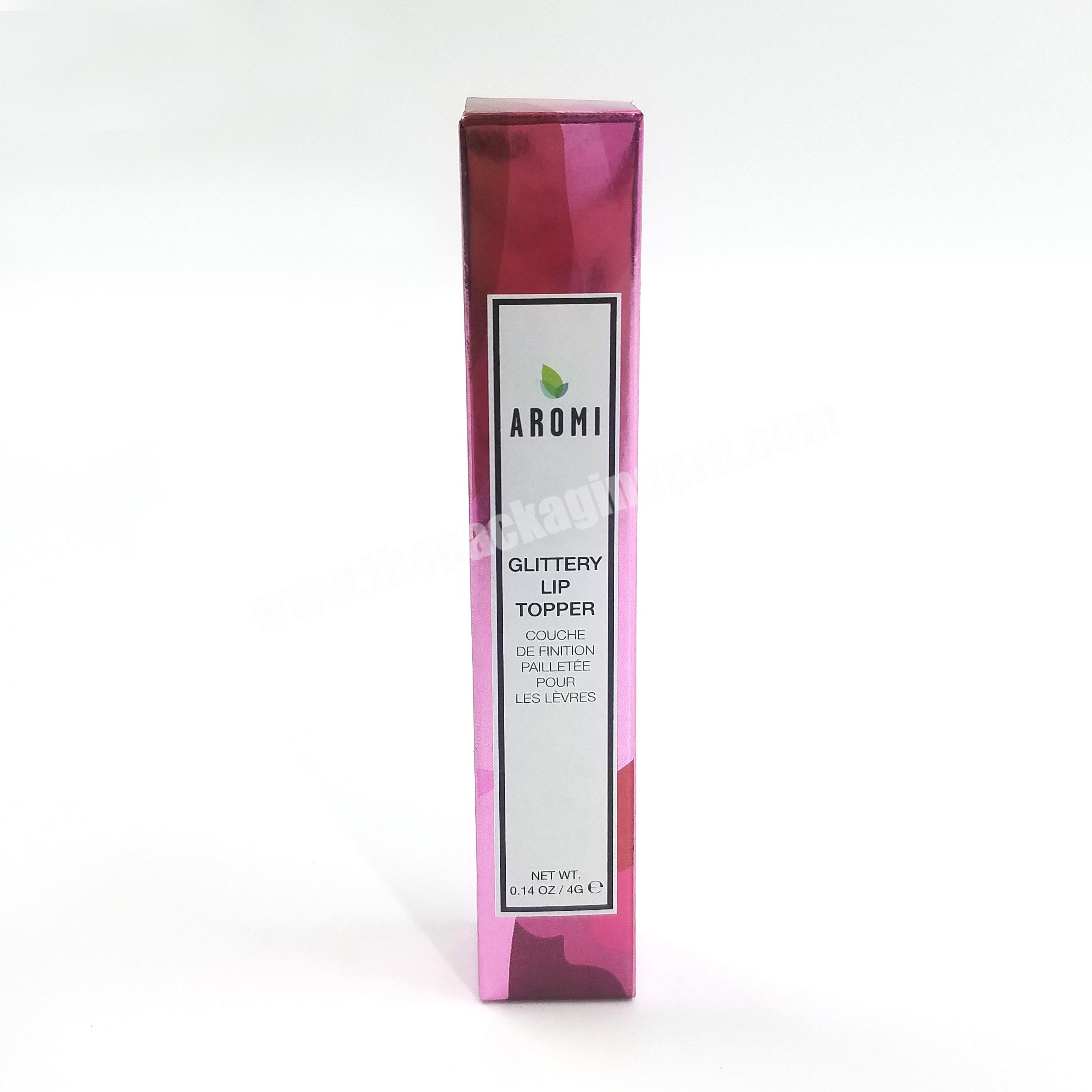 Luxury Pink Glossy Customized Empty Paper Box For Lip gloss, OEM Liquid Lipstick Packaging Box, Custom lipgloss boxesox