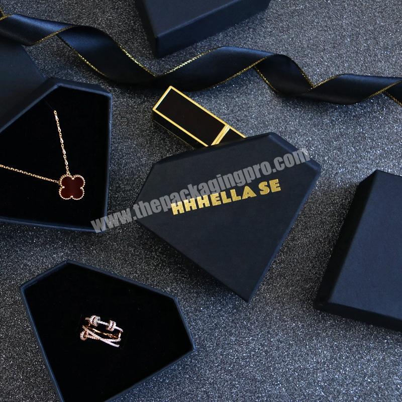 Luxury Red Shinning Glitter Paper Cardboard Black Diamond Jewelry Packaging Box For Lipstick