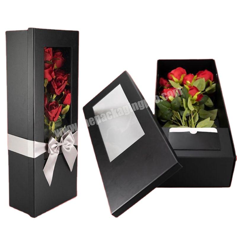 Luxury Wedding Gift Floral Folded Gift Rectangle Mother's Day Flower Cardboard Paper Box For Valentine's Day