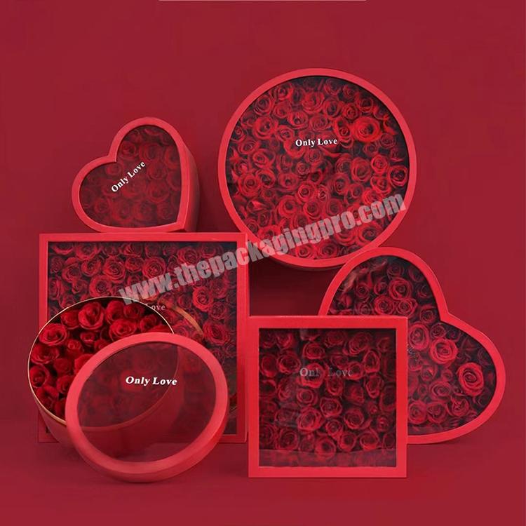 Luxury Wholesale Valentines Day Gift 2023 Paper Packaging Round Flower Heart Box for Flowers