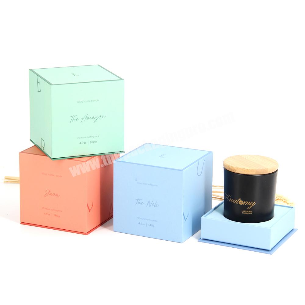 Luxury candle vessels with lids and box coloured candle glass jars gift packaging inserts 3 wick large box round candle gift box