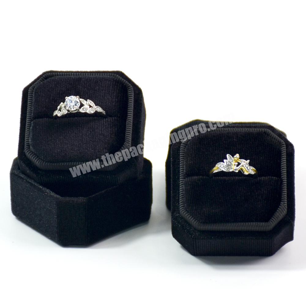 Luxury cardboard jewelry boxes custom ring earring necklace set gift packaging jewelry organizer box black velvet jewelry box