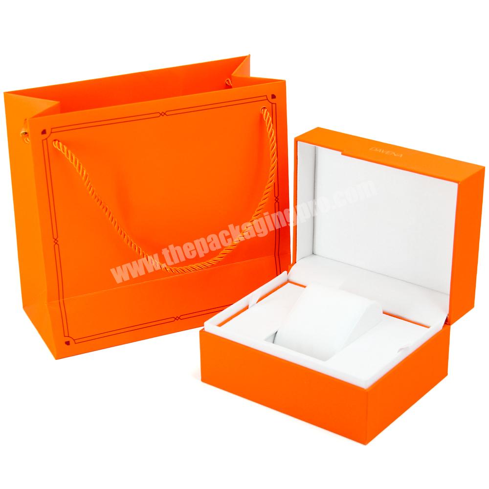Luxury cardboard orange gift box watch gift packaging new design custom square watch box packaging customized logo watch boxes