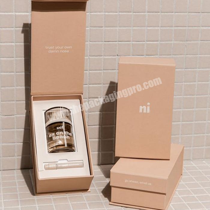 Luxury custom design cosmetic perfume oil bottle atomizer box packaging gift box design logo sugarcane perfume box