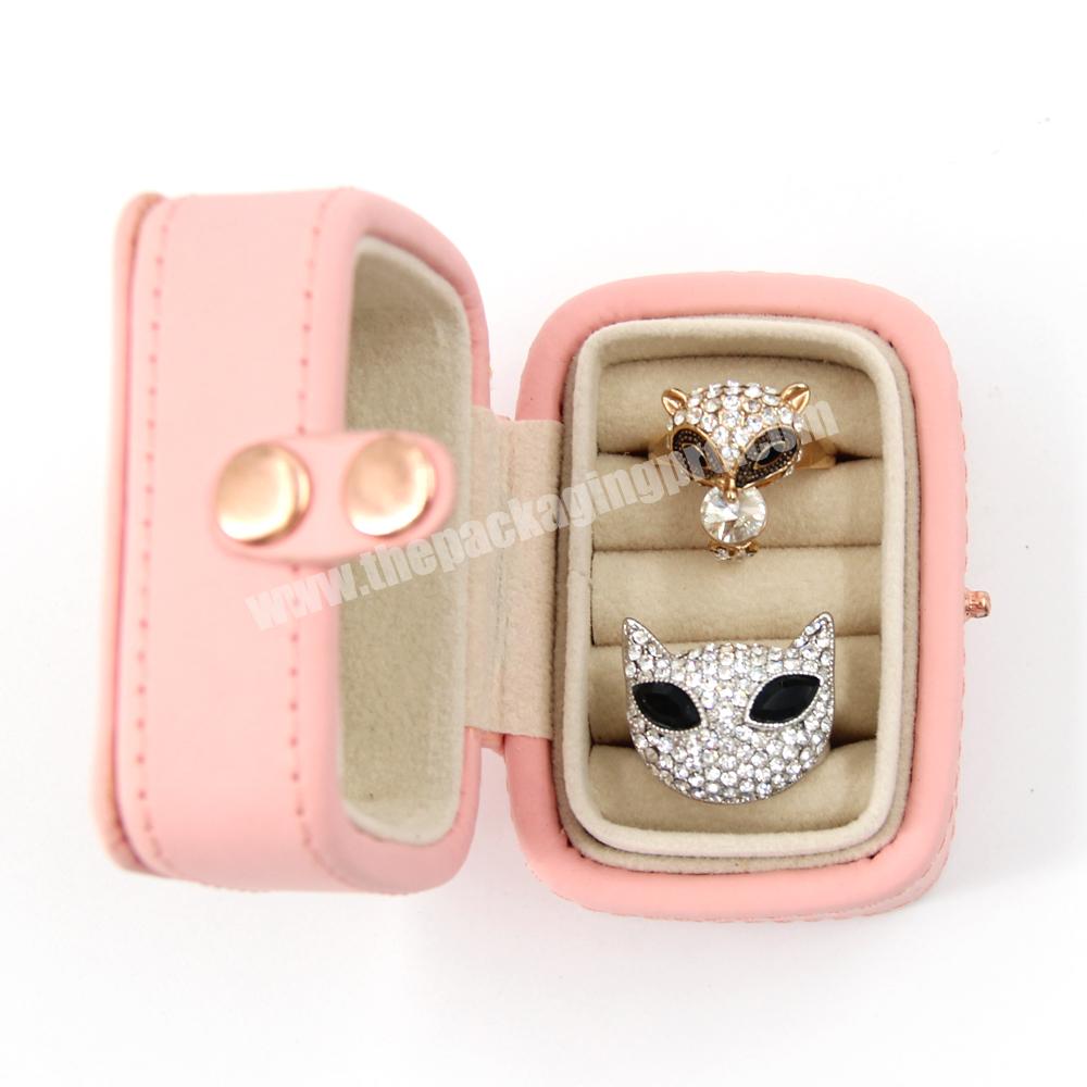 Luxury custom jewelry boxes with logo pink white pu leather jewelry organizer box pink pu leather mini travel gift jewelry boxes