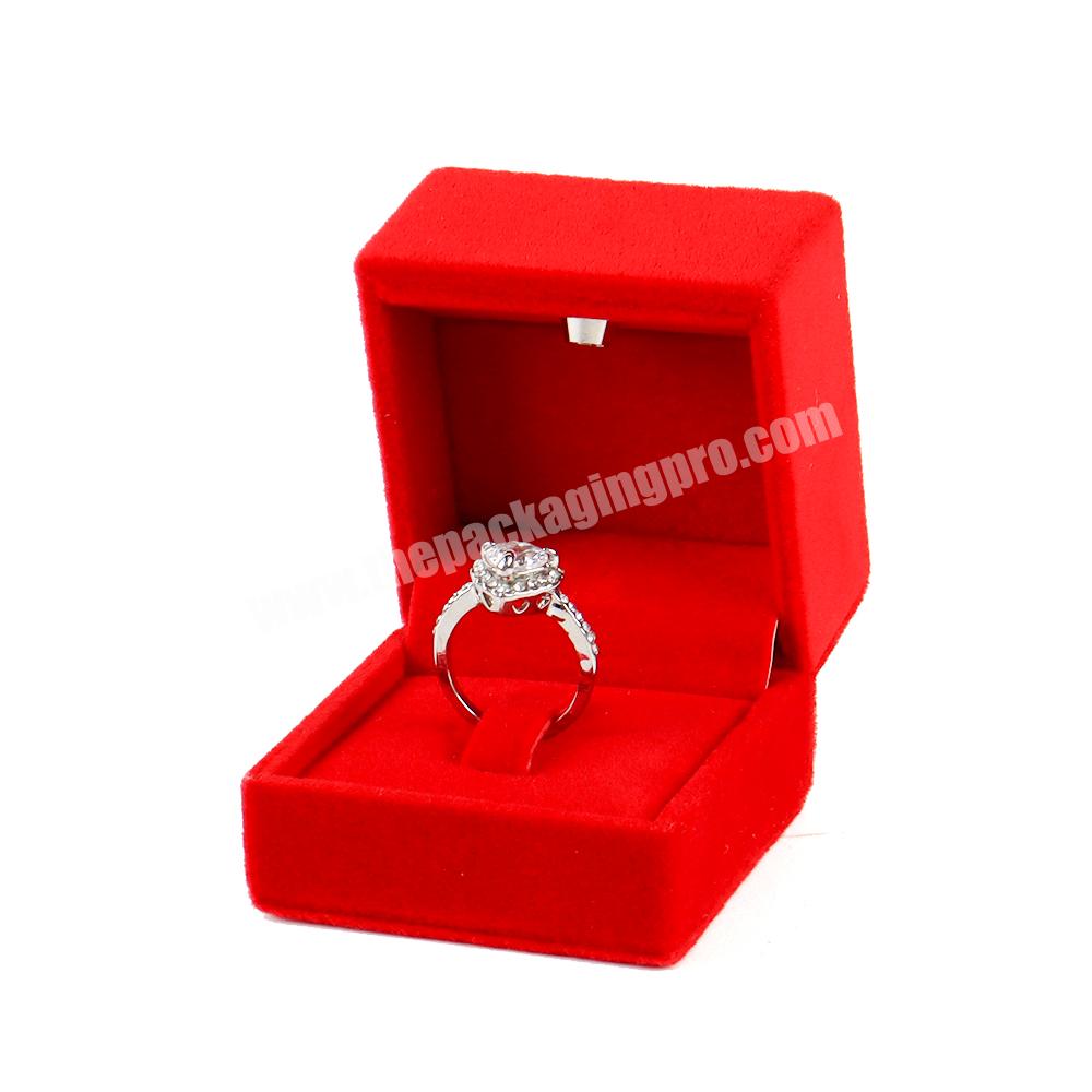 Luxury custom jewelry packaging boxes gift engagement wedding ring jewelry packaging box with logo velvet ring jewelry gift box