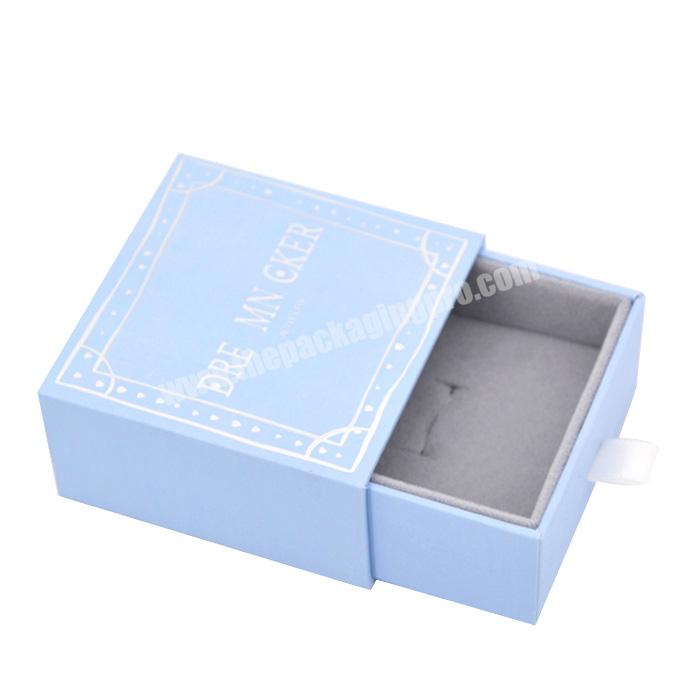 Luxury design small bule jewelry ring packaging gift box ribbon travel jewelry packaging boxes custom logo jewelry packaging box