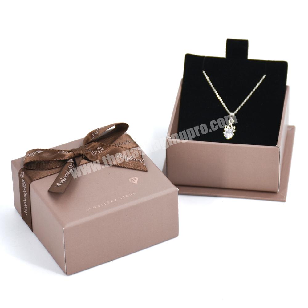 Luxury jewelry box packaging with ribbon custom logo printed satin ribbon jewelry gift box packaging ring western jewelry box