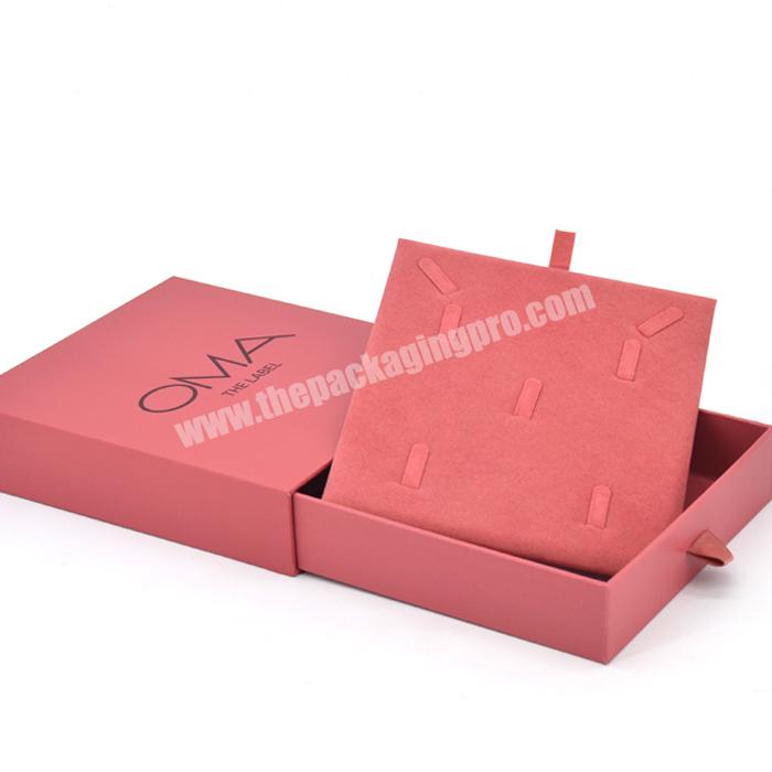 Luxury jewelry drawer box with pouch boxes logo customize pull drawer ring jewelry gift necklace bracelet ring jewelry boxes