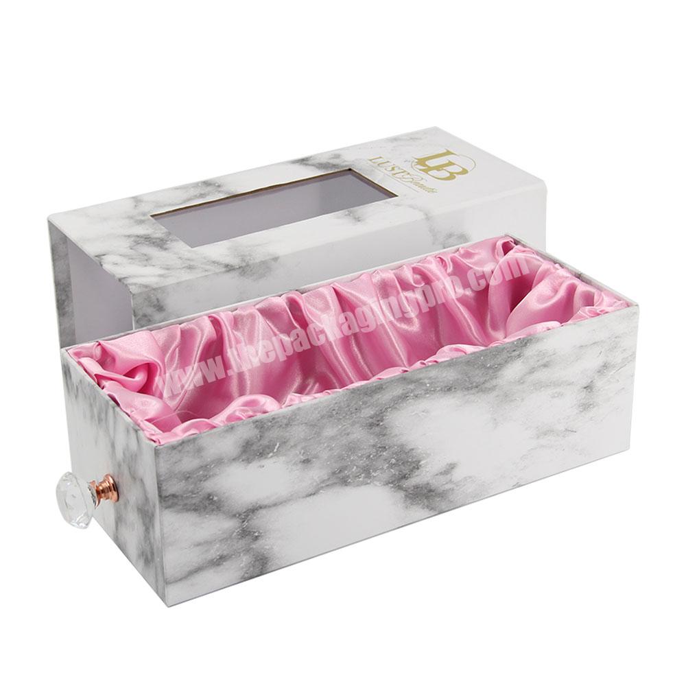 Luxury paper drawer style hair boxes weave wig packaging box with custom logo wig hair extension packaging box