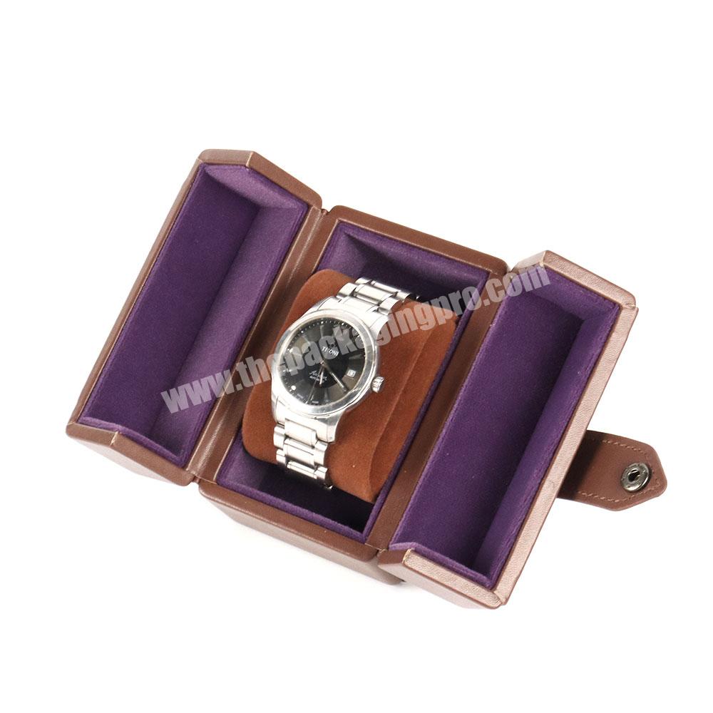 Luxury strap leather watch storage packing box mens quartz watch with box customisable leather watch double open storage box