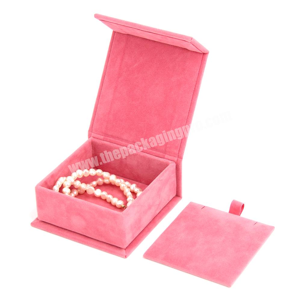 Luxury velvet flip jewelry storage gift box ring necklace set jewelry box packaging gift custom logo paper magnet jewelry box