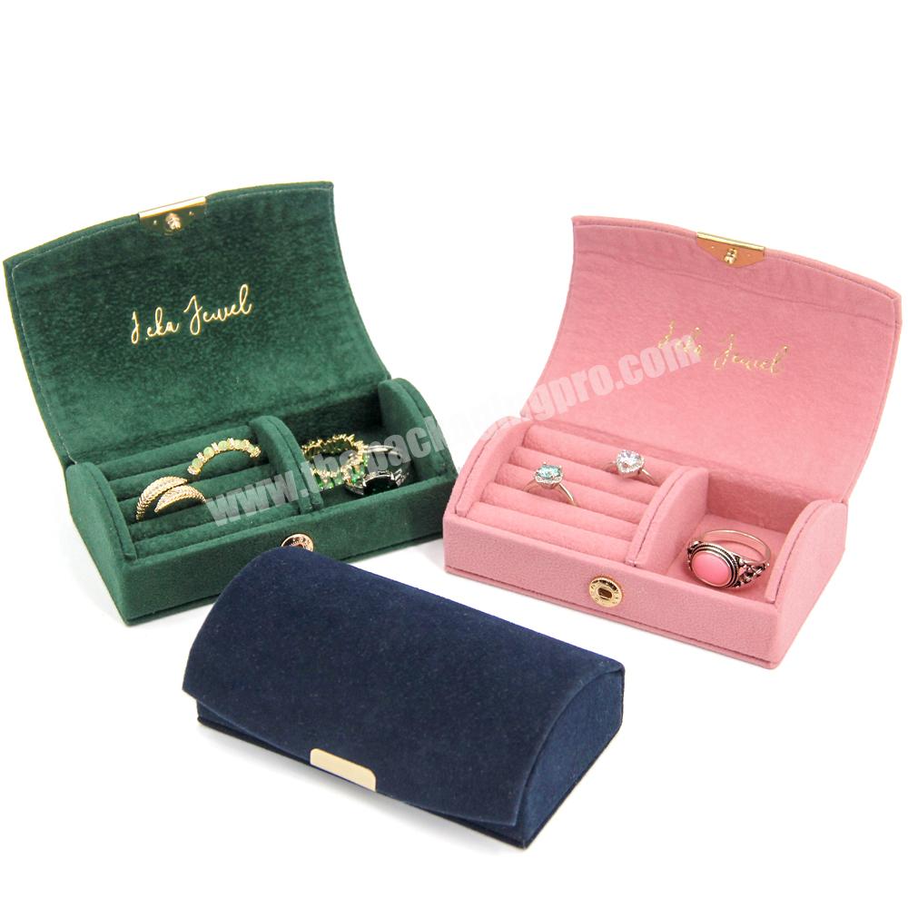 Luxury velvet flip jewelry storage gift box velvet ring necklace jewelry box packaging gift custom logo paper magnet jewelry box